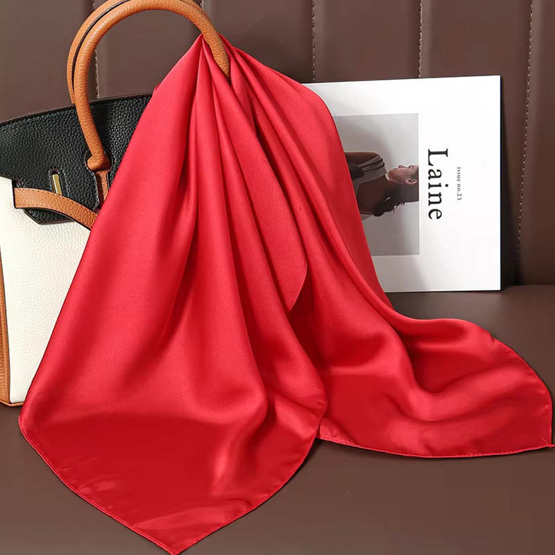 Silk Scarf Square - Luxo cor sólida lenço quadrado de