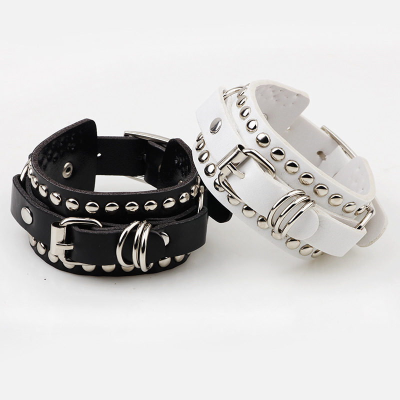 Goth pulseira de couro preto m - Women'S Emo Accessories avaliação e preço