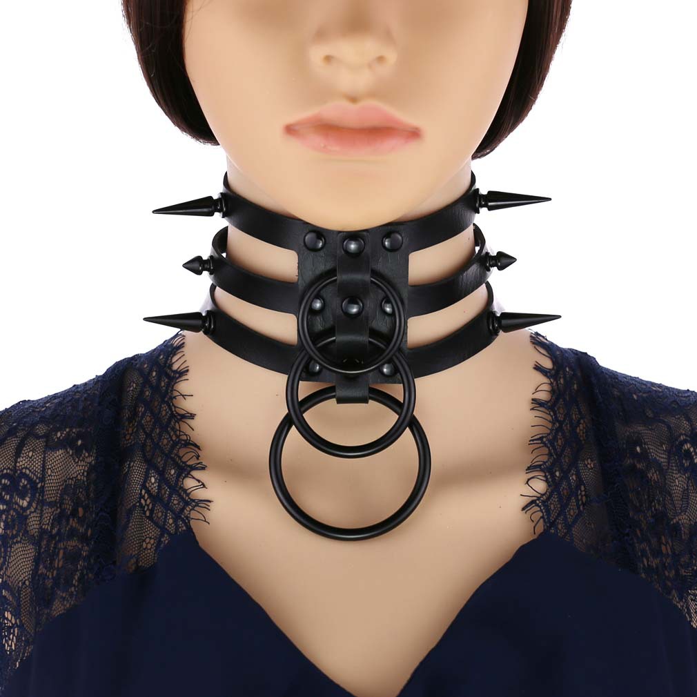 Colar gargantilha de couro pre - Women'S Emo Accessories avaliação e preço